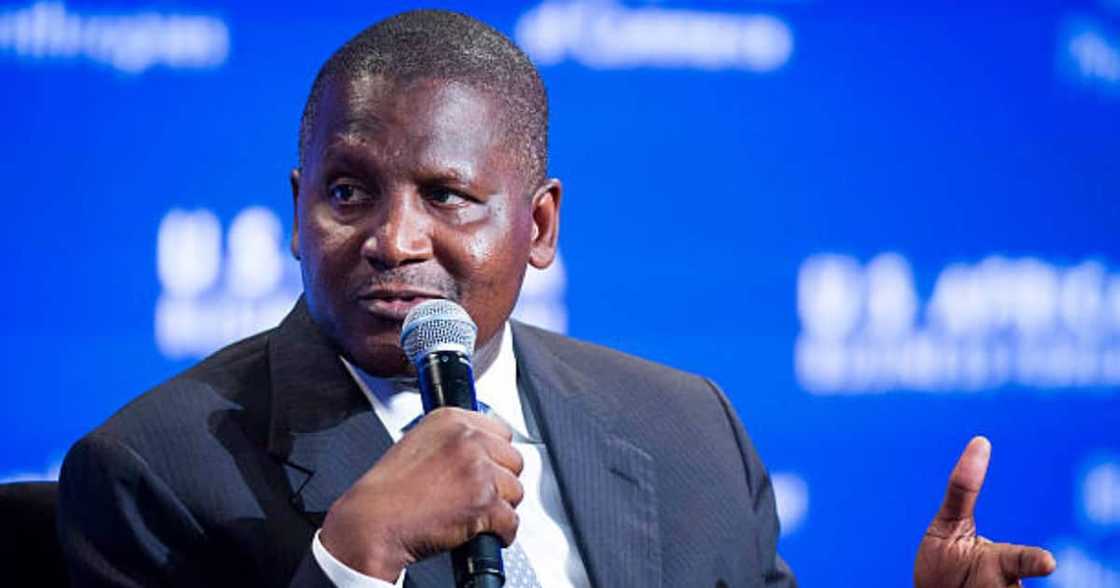 Aliko Dangote speaking at a past event. Aliko Dangote speaking at a past event.
