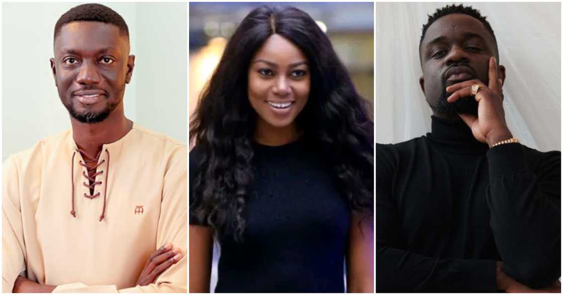 Photos of Ameyaw Debrah, Yvonne Nelson, and Sarkodie.