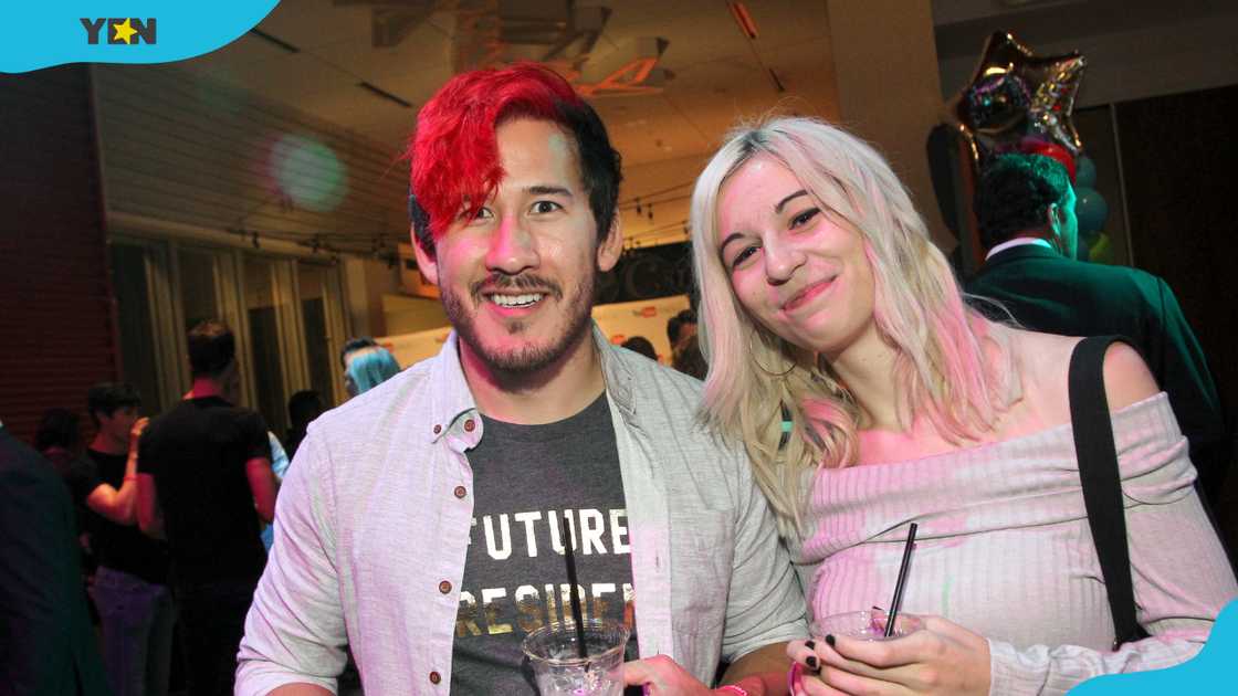 Markiplier (L) and a guest at the official Streamy Awards nominee reception at YouTube Space LA