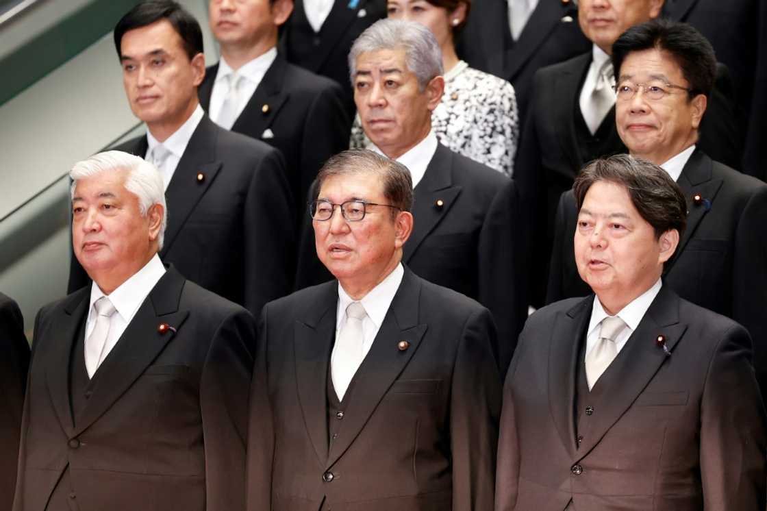 Ishiba (C) will reportedly discuss plans to launch a new disaster management ministry on Friday