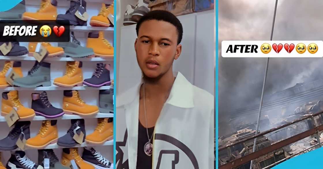 Young hustler, Adum fire incident, shops, Ghana National Fire Service, traders. Young hustler, Adum fire incident, shops, Ghana National Fire Service, traders.