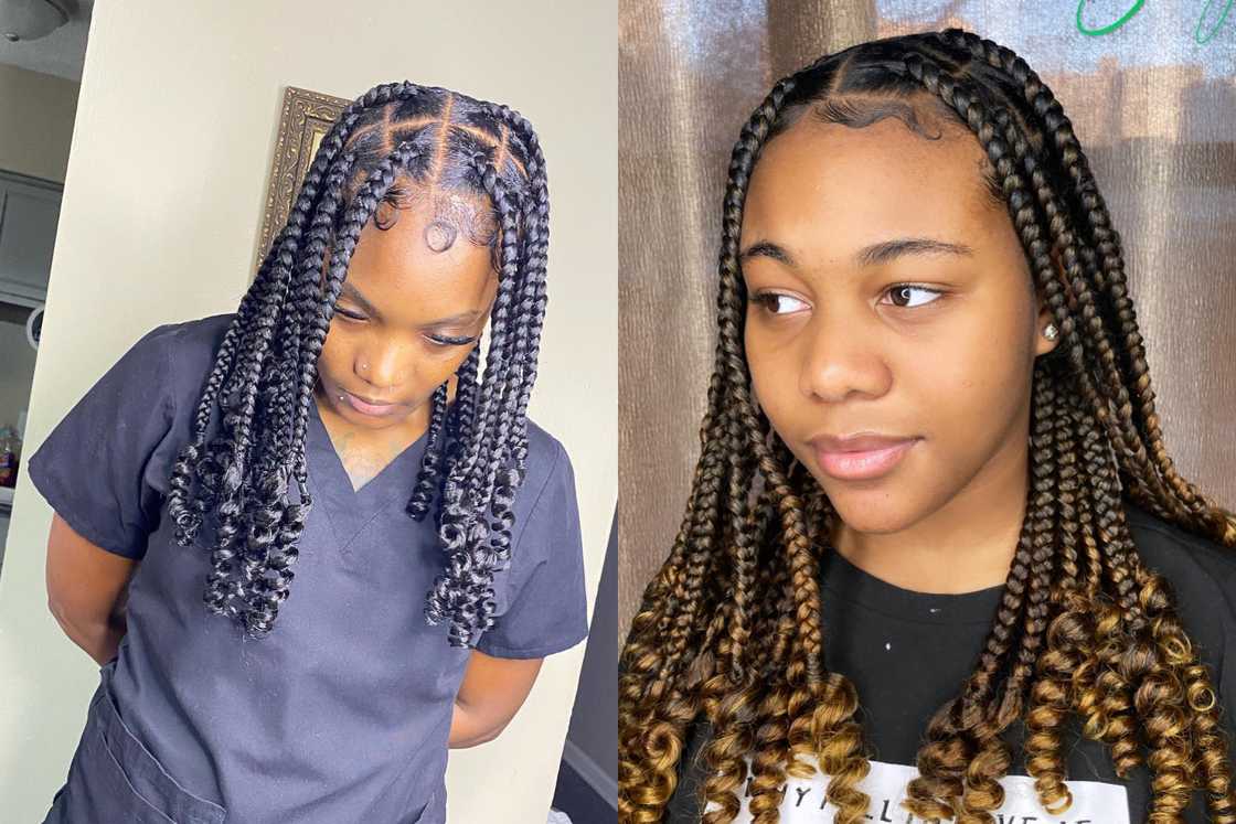 knotless braids with curls