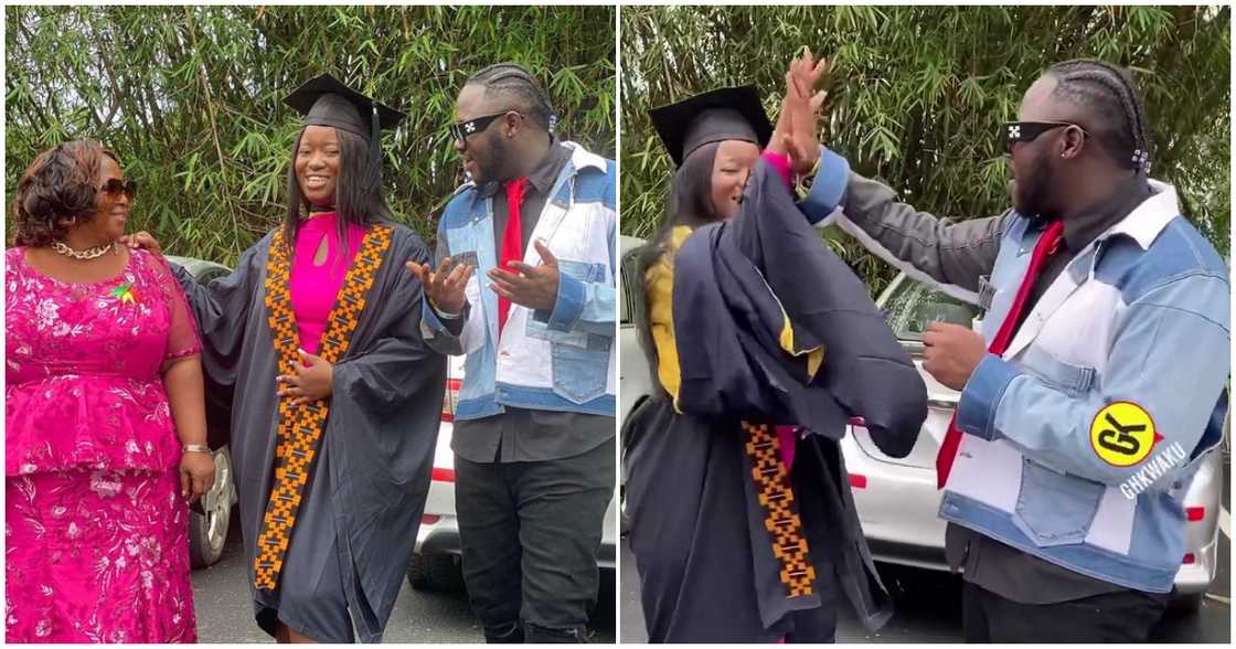Medikal and his mother at his sister's graduation Medikal and his mother at his sister's graduation
