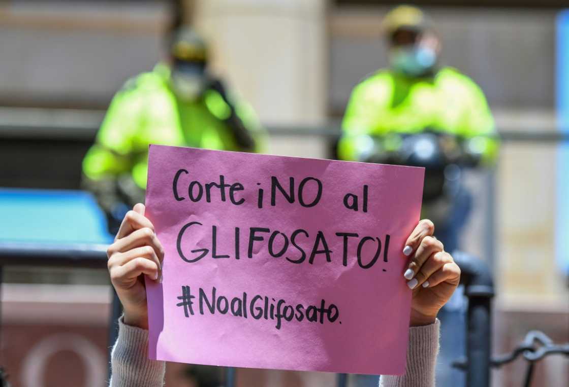 A protest against glyphosate in Colombia in 2021, where a ban on the weedkiller was lifted in 2020