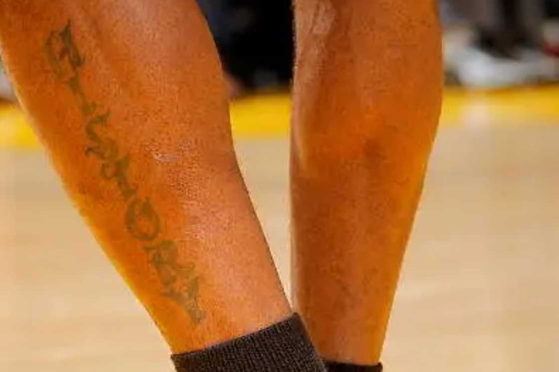 LeBron James has a history tattoo on his left leg
