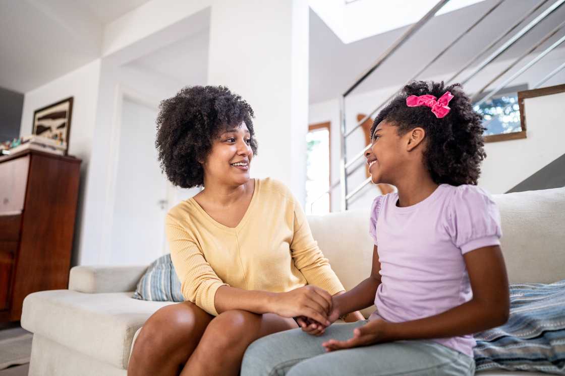 A happy mother and daughter