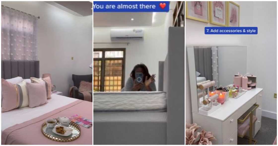 A lady gives a room a complete makeover A lady gives a room a complete makeover