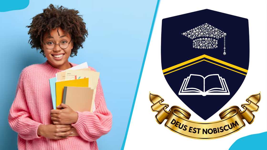 A girl with books and Supreme International College's logo