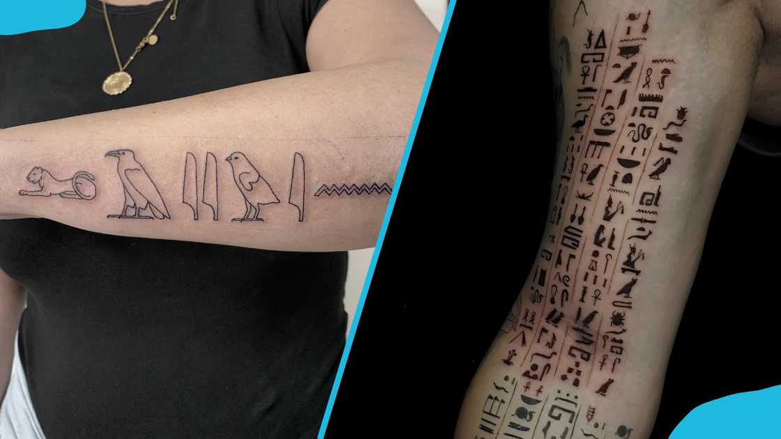 Different variations of the Egyptian hieroglyphics tattoo Different variations of the Egyptian hieroglyphics tattoo
