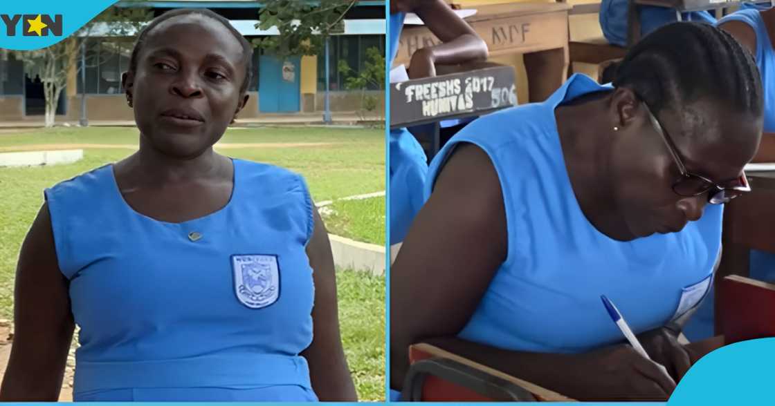 Photo of a Ghanaian woman, Constance Fati Blanskon, who began SHS 1 at the age of 55.