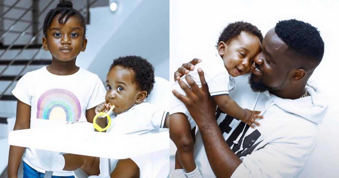 Sarkodie's poses with daughter, Titi Sarkcess, and son, MJ (photos)