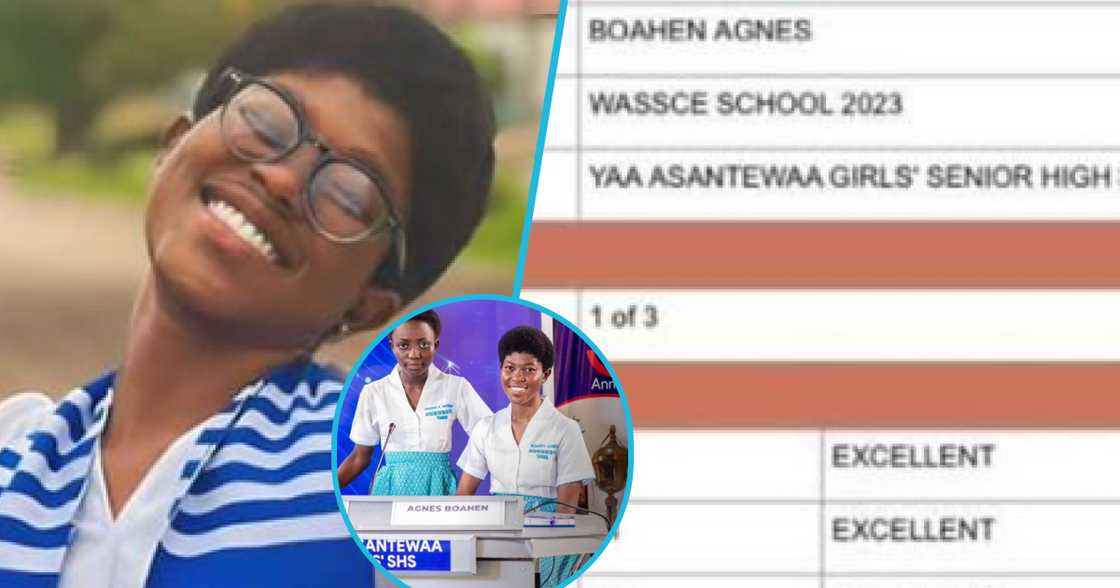 Photos of Agnes Boahen and her WASSCE results. Photos of Agnes Boahen and her WASSCE results.