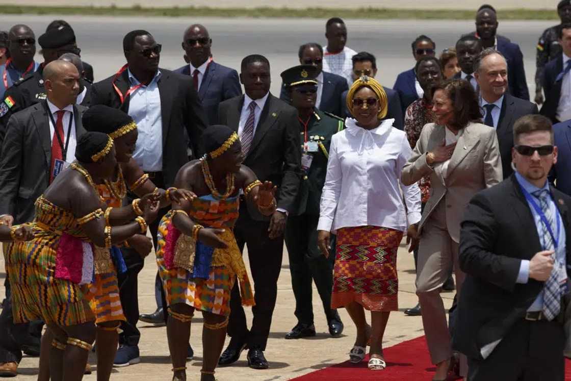 Shirley Ayorkor Botchwey Rocks White Shirt And Kente Skirt To Welcome Vice President Kamala Harris To Ghana Shirley Ayorkor Botchwey Rocks White Shirt And Kente Skirt To Welcome Vice President Kamala Harris To Ghana