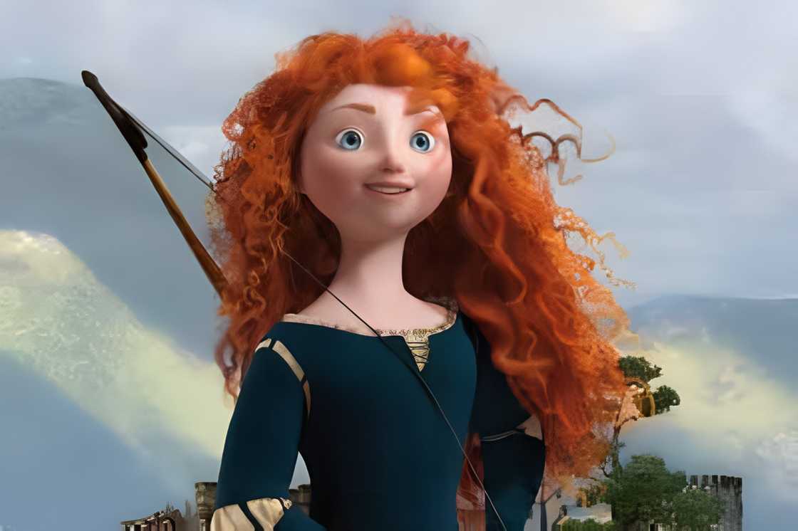 Merida - Disney Character with a spear at her back Merida - Disney Character with a spear at her back