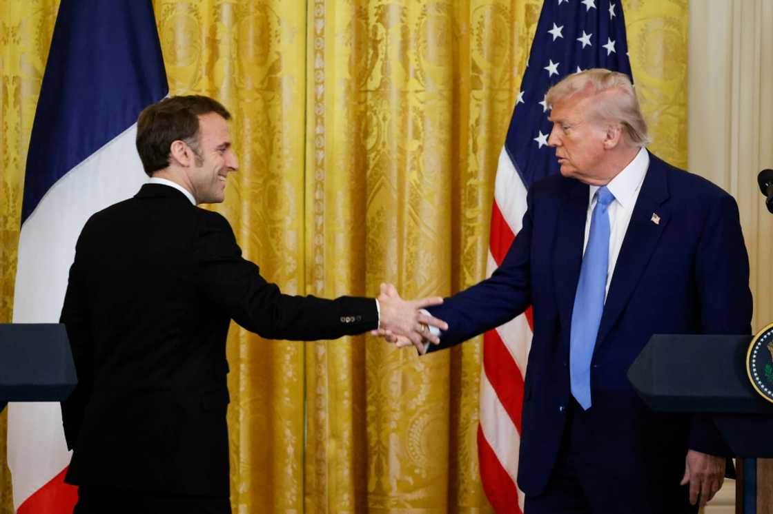 US President Donald Trump said tariffs he has unveiled on Canada and Mexico are going ahead as planned, in a press conference after talks with French President Emmanuel Macron US President Donald Trump said tariffs he has unveiled on Canada and Mexico are going ahead as planned, in a press conference after talks with French President Emmanuel Macron