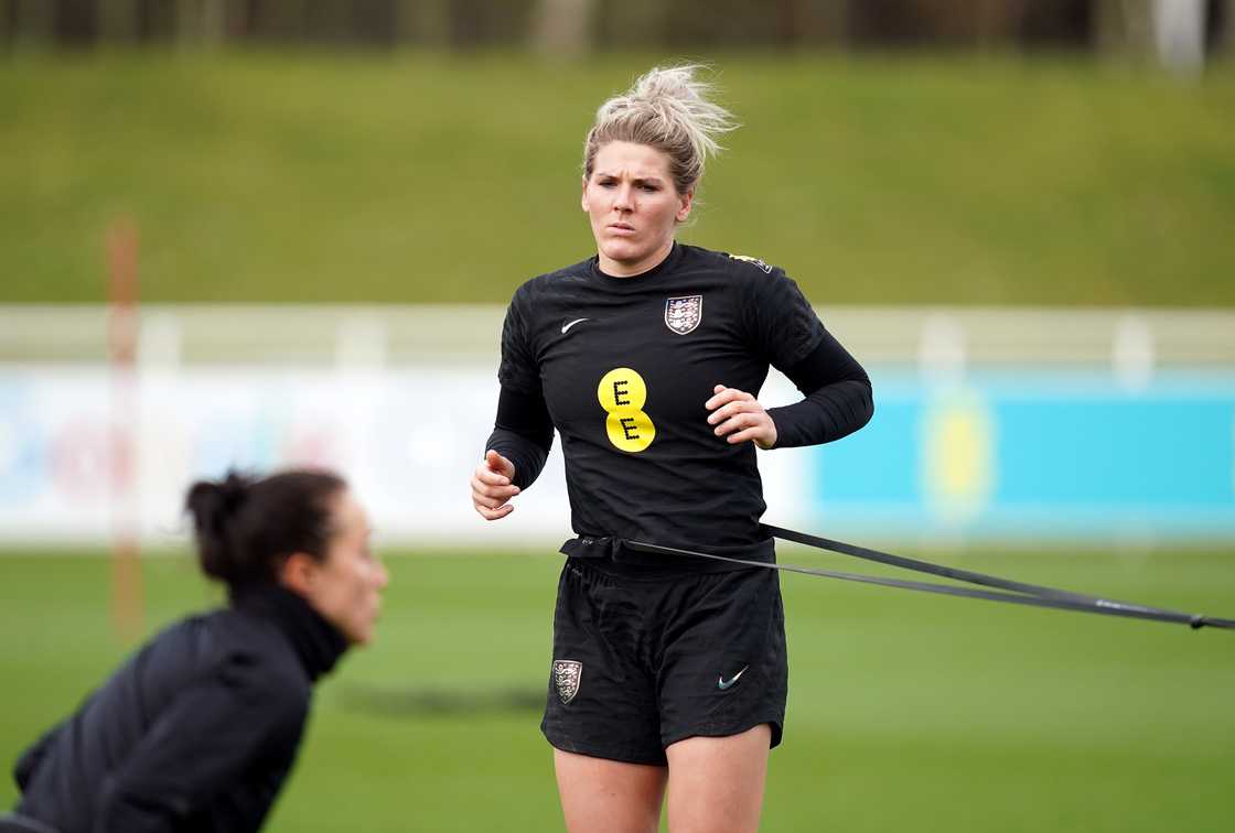 Millie Bright during a training session at St. George's Park Millie Bright during a training session at St. George's Park