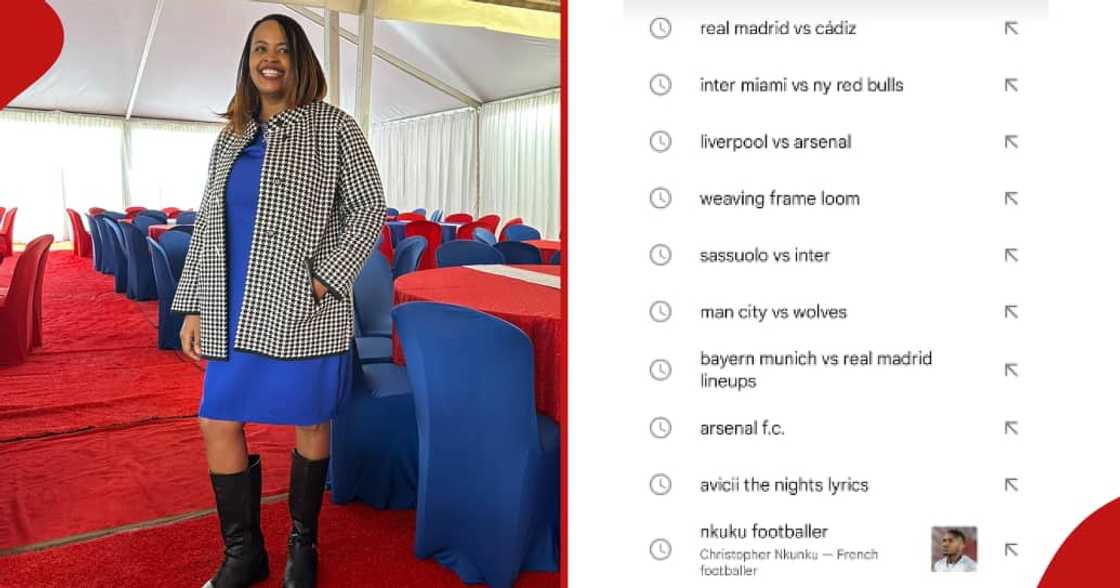 Kiambu mum Julie Karugu shared a screenshot of her daughter's web browsing history. Kiambu mum Julie Karugu shared a screenshot of her daughter's web browsing history.