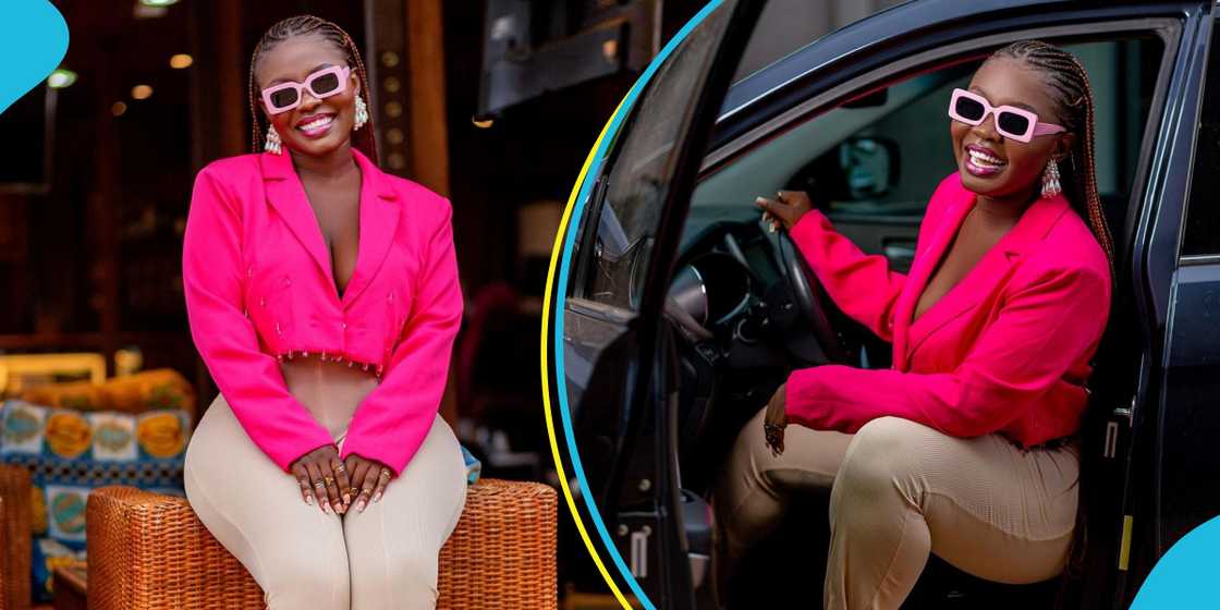 Felicia Osei slays in pink while showing off car Felicia Osei slays in pink while showing off car