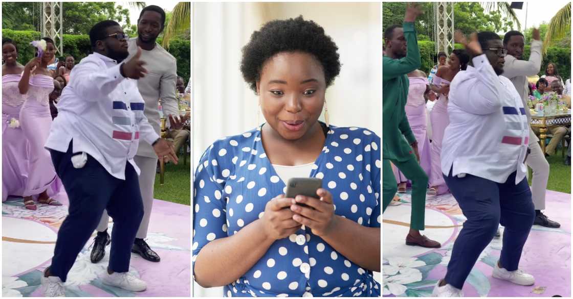 Plus-size man dancing at wedding