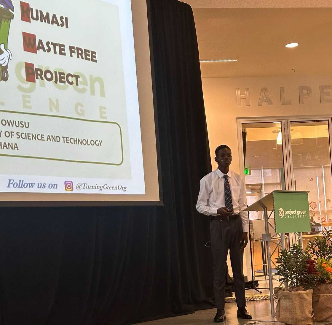 KNUST, Godfred Owusu, Project Green Competition, First Ghanaian, Third African, Award winner, Competition winner. KNUST, Godfred Owusu, Project Green Competition, First Ghanaian, Third African, Award winner, Competition winner.