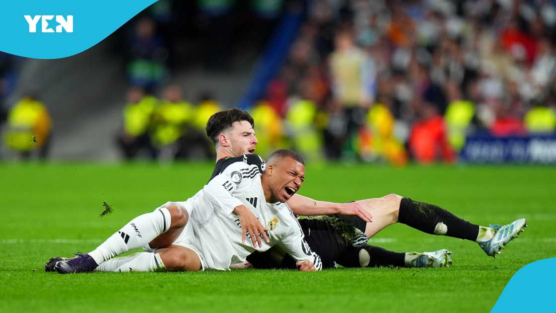 Kylian Mbappe suffered an injury in the second leg of Real Madrid's Champions League tie with Arsenal. Kylian Mbappe suffered an injury in the second leg of Real Madrid's Champions League tie with Arsenal.