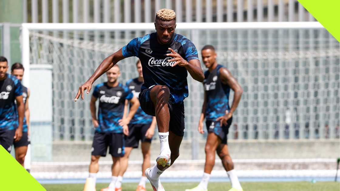 Victor Osimhen at Napoli's pre-season training. Victor Osimhen at Napoli's pre-season training.