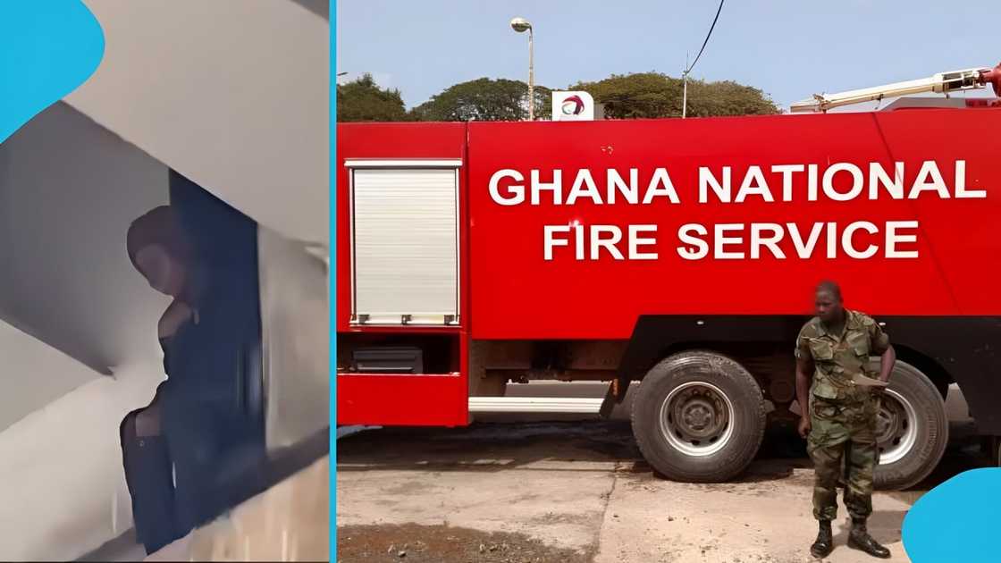 Circle Interchange, Ghana Fire Service, young lady, rescue Circle Interchange, Ghana Fire Service, young lady, rescue