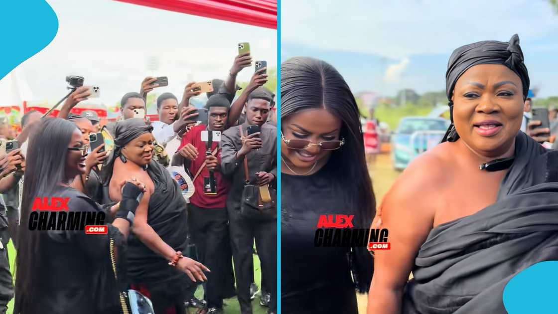 Nana Ama McBrown, Mercy Asiedu, Apostle Safo, Apostle Safo memorial, crowd blocks McBrown Nana Ama McBrown, Mercy Asiedu, Apostle Safo, Apostle Safo memorial, crowd blocks McBrown