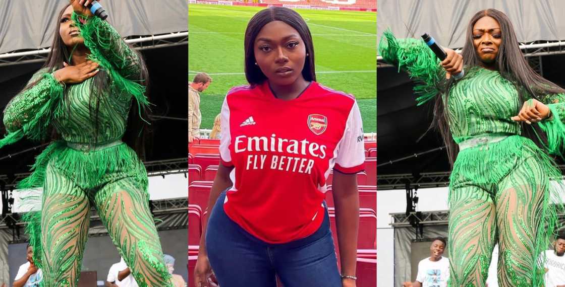 Ghanaian singer Sefa glitters in Arsenal jersey as she watches pre-season friendly against Chelsea Ghanaian singer Sefa glitters in Arsenal jersey as she watches pre-season friendly against Chelsea
