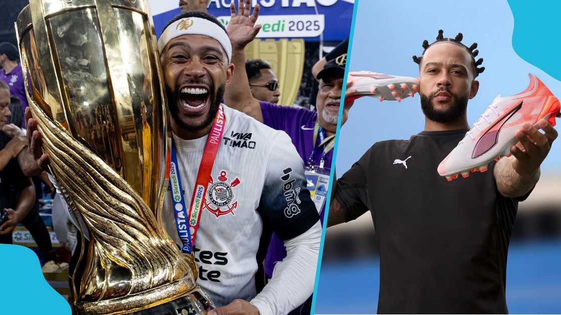 Memphis Depay released a fresh song to celebrate his first title in Brazil with Corinthians. Photo credit: @Corinthians/X and @pumafootball/Instagram. Memphis Depay released a fresh song to celebrate his first title in Brazil with Corinthians. Photo credit: @Corinthians/X and @pumafootball/Instagram.