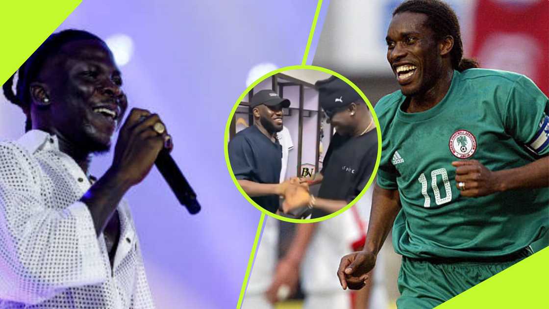 Stonebwoy and Jay Jay Okocha meet in Togo. Stonebwoy and Jay Jay Okocha meet in Togo.