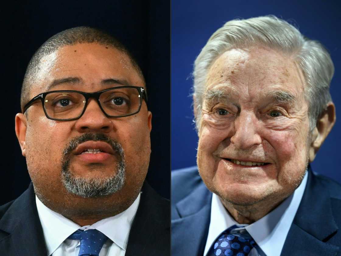 Billionaire George Soros (R) has been accused by Donald Trump and his supporters of funding and influencing Manhattan District Attorney Alvin Bragg (L) Billionaire George Soros (R) has been accused by Donald Trump and his supporters of funding and influencing Manhattan District Attorney Alvin Bragg (L)
