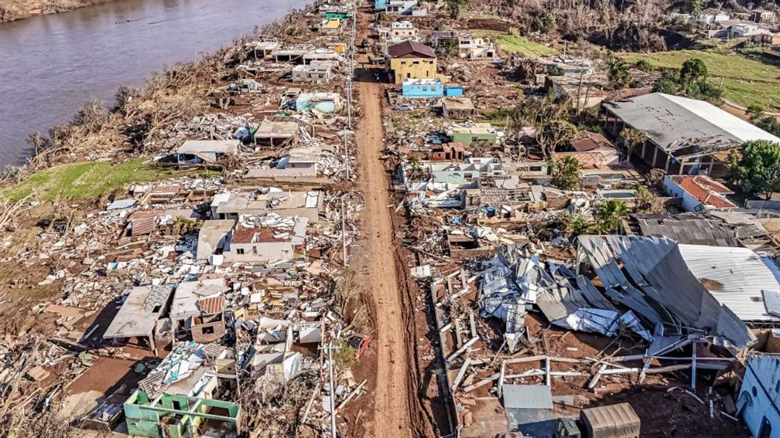 This photo released by the Brazilian Presidency shows destroyed houses in southern Brazil on June 6, 2024. The country has been battered by a series of extreme weather events, most recently once-in-a-century flooding in the state of Rio Grande do Sul that left more than 170 people dead. This photo released by the Brazilian Presidency shows destroyed houses in southern Brazil on June 6, 2024. The country has been battered by a series of extreme weather events, most recently once-in-a-century flooding in the state of Rio Grande do Sul that left more than 170 people dead.