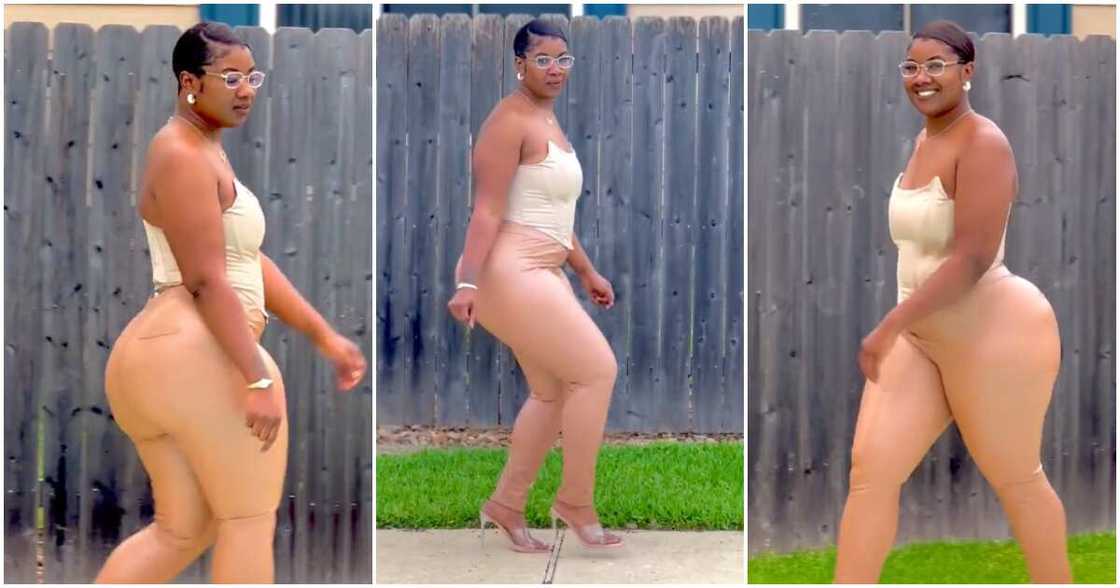 Lady causes stir as she flaunts her massive figure.