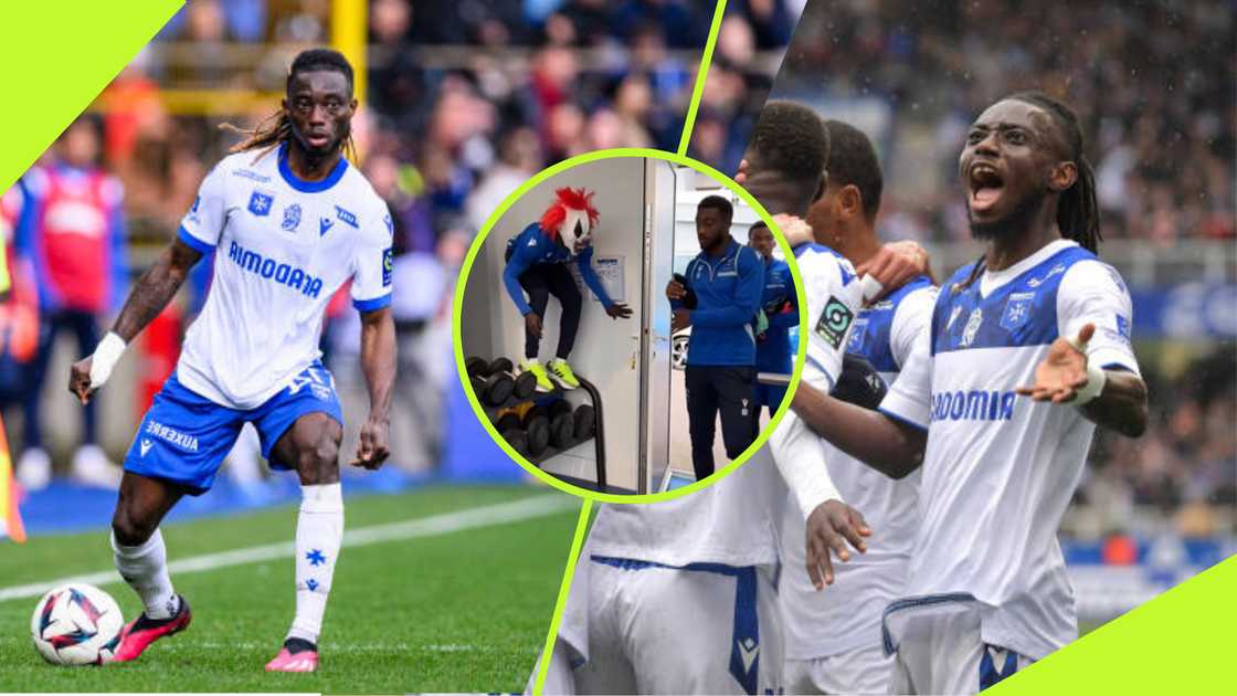 Gideon Mensah celebrates Halloween at Auxerre.