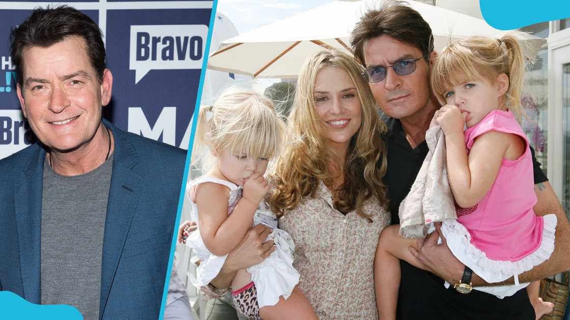 Charlie Sheen (L). Charlie, Lola, and Sam, and ex-wife Brooke Mueller are in Malibu, California (R). Charlie Sheen (L). Charlie, Lola, and Sam, and ex-wife Brooke Mueller are in Malibu, California (R).