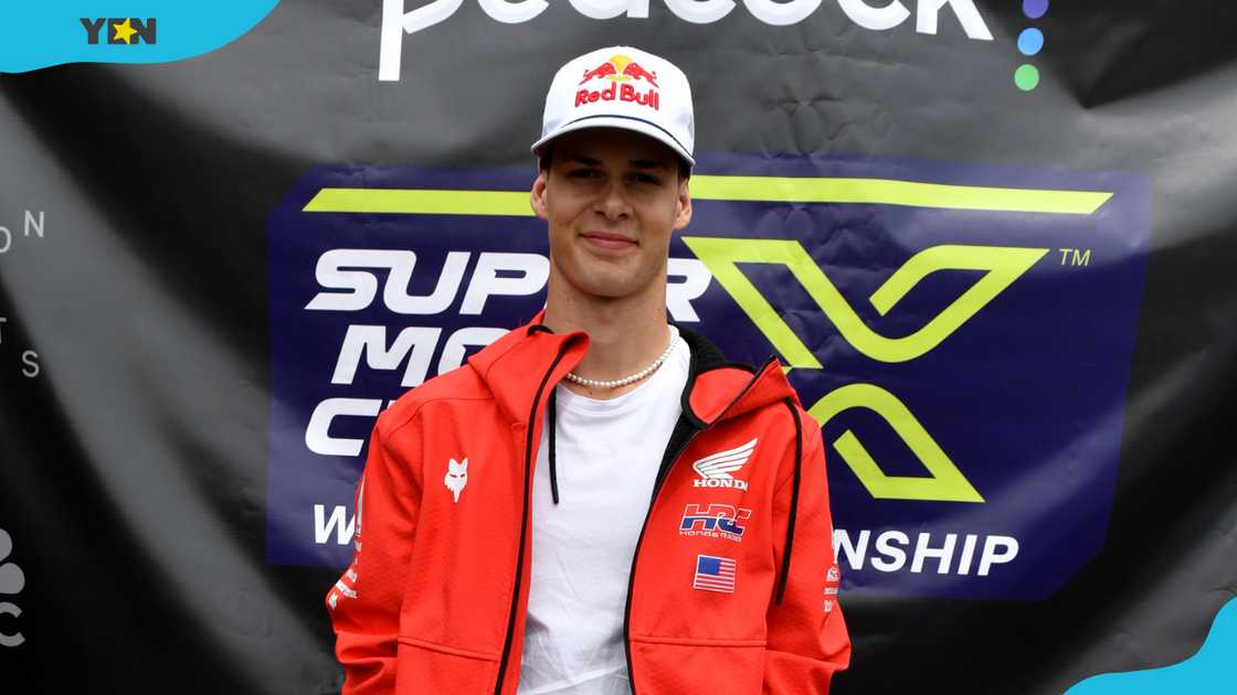 Jett Lawrence poses at the Nissan Stadium. Jett Lawrence poses at the Nissan Stadium.