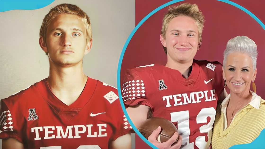 EJ wearing his football jersey and snapping a photo with his mum EJ wearing his football jersey and snapping a photo with his mum