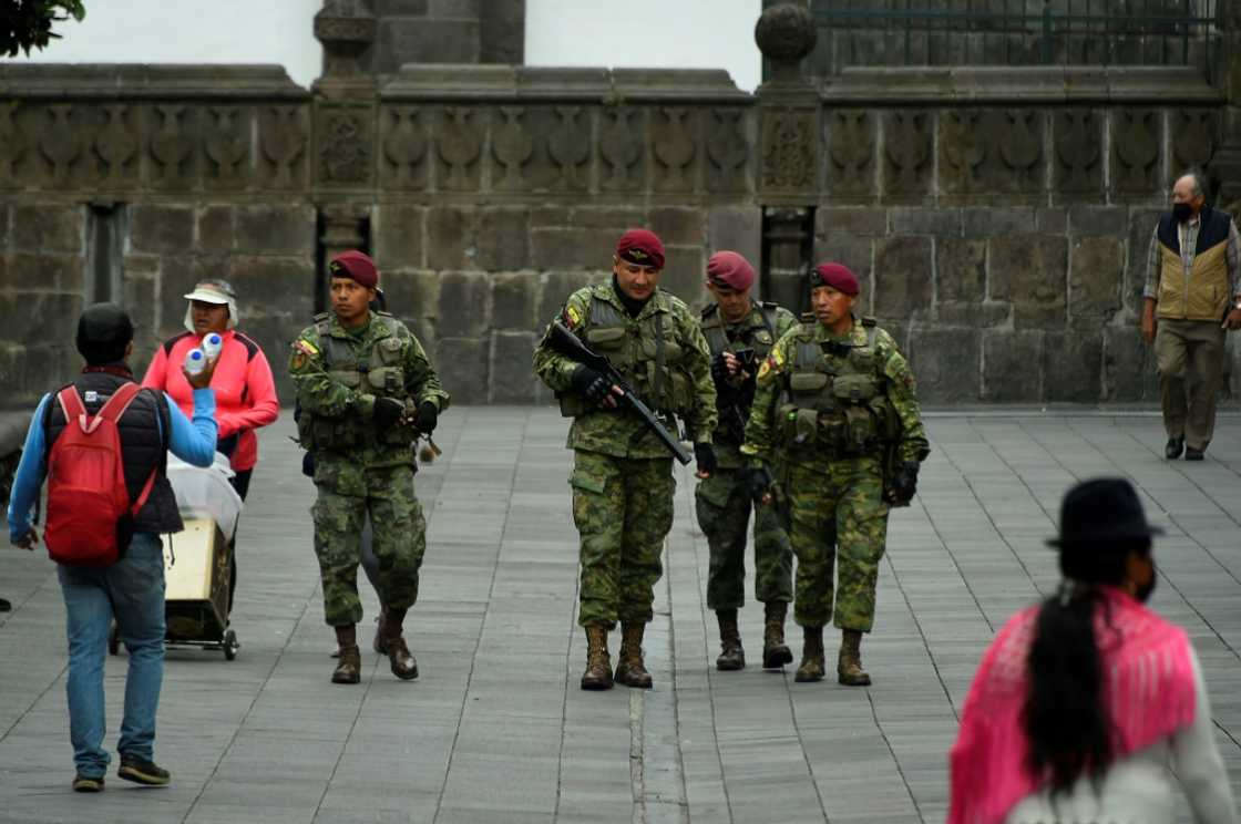 Security forces patrol Quito's historic center on June 26, 2022 Security forces patrol Quito's historic center on June 26, 2022
