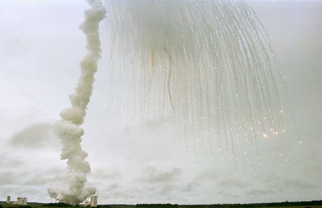 The explosion of the first Ariane 5 launch in 1996 The explosion of the first Ariane 5 launch in 1996