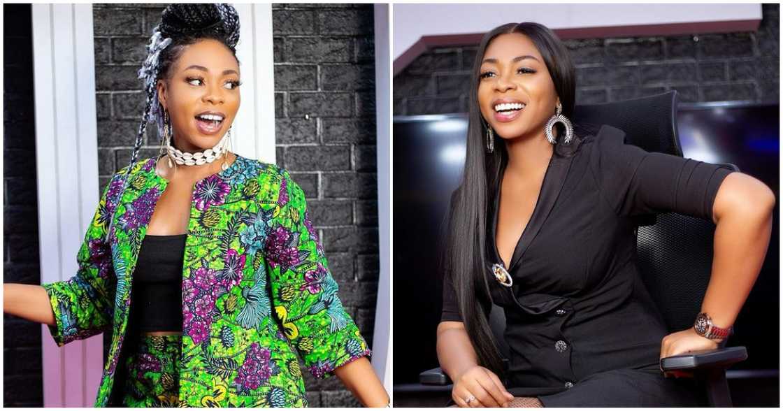 Michy looks dazzling in African print (left) and an all-black suit (right). Michy looks dazzling in African print (left) and an all-black suit (right).