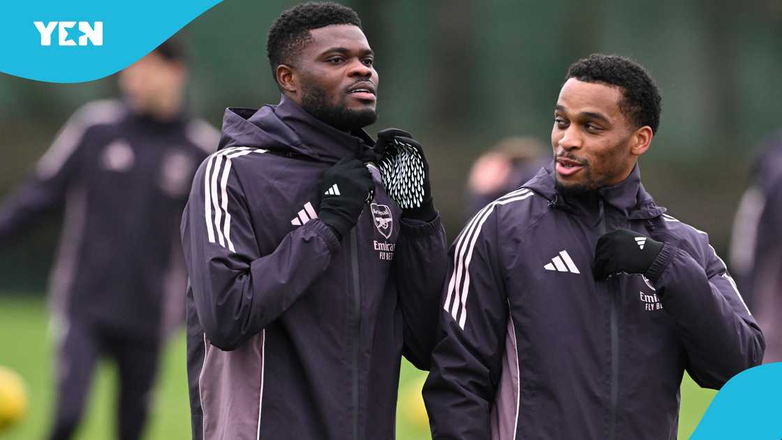 Mikel Arteta, Jurrien Timber, Thomas Partey, manager, player, injury, champions league, semi-final, second leg, Paris Saint-Germain. Mikel Arteta, Jurrien Timber, Thomas Partey, manager, player, injury, champions league, semi-final, second leg, Paris Saint-Germain.