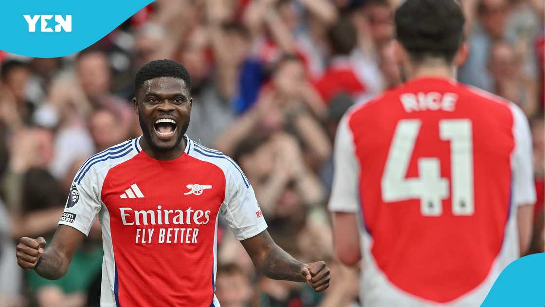 Thomas Partey, Declan Rice, Champions League, PSG, Arsenal, Premier League, semi-final. Thomas Partey, Declan Rice, Champions League, PSG, Arsenal, Premier League, semi-final.