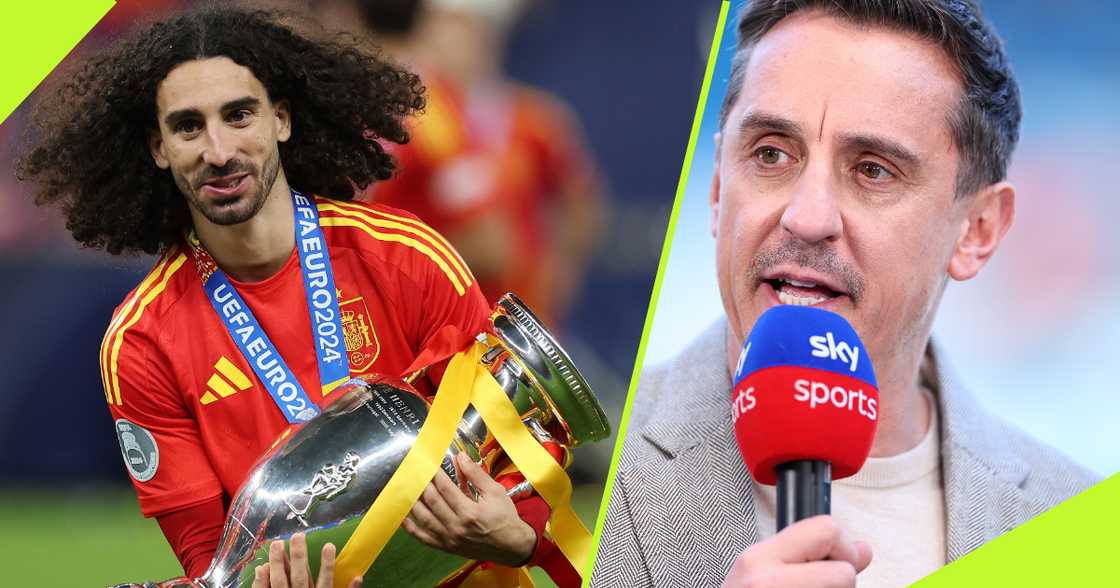 Marc Cucurella aimed a subtle dig at Gary Neville after helping Spain clinch the 2024 European Championship. Marc Cucurella aimed a subtle dig at Gary Neville after helping Spain clinch the 2024 European Championship.