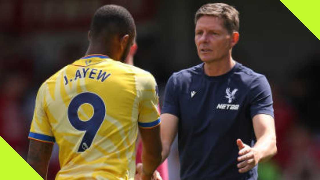 Jordan Ayew and Oliver Gasner of Crystal Palace.