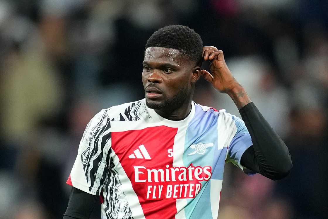 Thomas Partey of Arsenal looks on as he warms up prior to the UEFA Champions League 2024/25 Quarter Final Second Leg match between Real Madrid C.F. and Arsenal FC at Estadio Santiago Bernabeu on April 16, 2025 in Madrid, Spain Thomas Partey of Arsenal looks on as he warms up prior to the UEFA Champions League 2024/25 Quarter Final Second Leg match between Real Madrid C.F. and Arsenal FC at Estadio Santiago Bernabeu on April 16, 2025 in Madrid, Spain