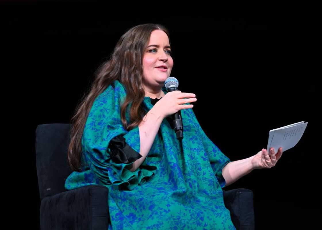 Aidy Bryant speaks during the Storytellers – Seth Meyers Aidy Bryant speaks during the Storytellers – Seth Meyers
