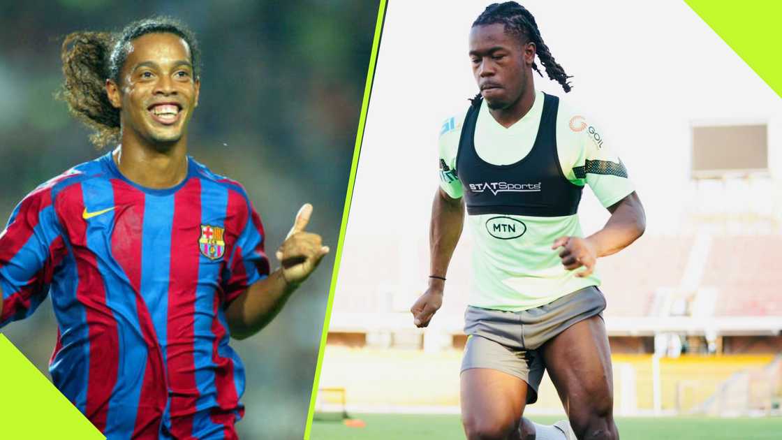 Brandon Thomas-Asante and Ronaldinho. Brandon Thomas-Asante and Ronaldinho.