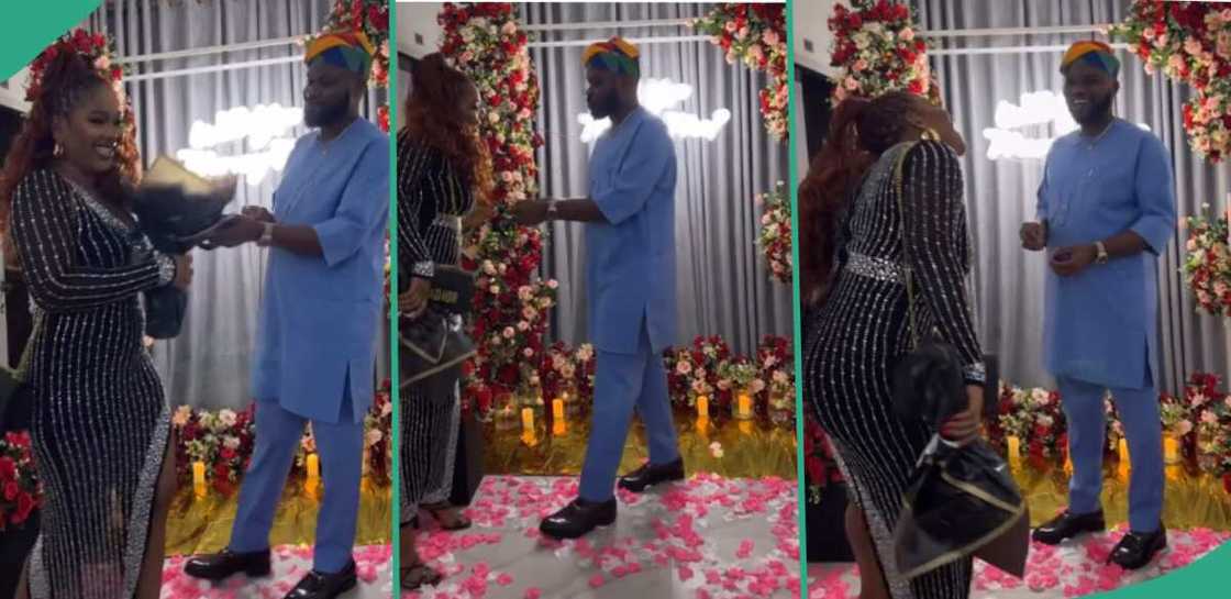 Lady insists her man kneels to engage her, refuses to take the ring from him Lady insists her man kneels to engage her, refuses to take the ring from him