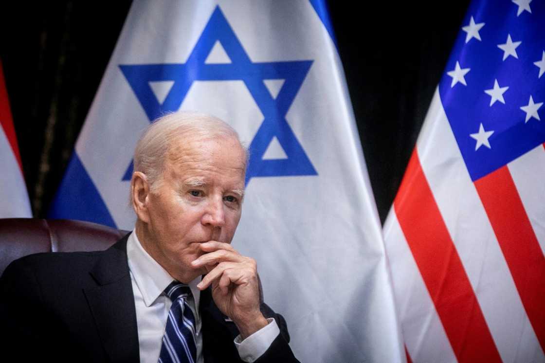 US President Joe Biden gave his backing to Israel in person Wednesday US President Joe Biden gave his backing to Israel in person Wednesday